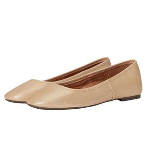 VIONIC Orinda Square Toe Leather Orthotic Ballet Flats in Gold Shimmer Size 9